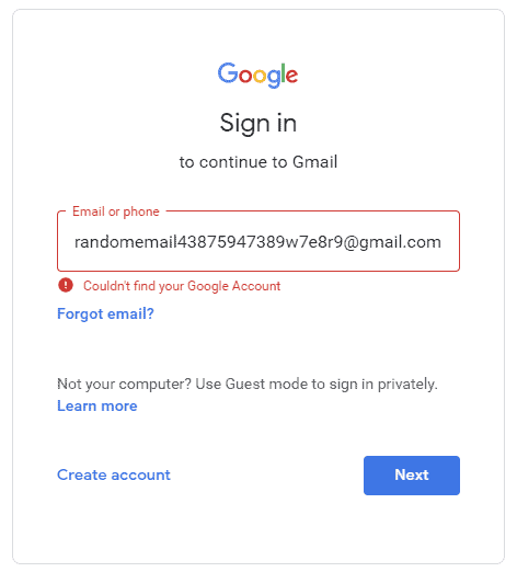 gmail login page